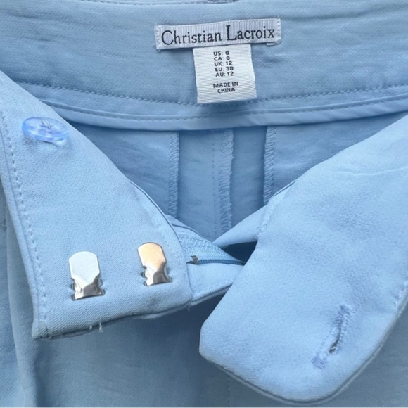 Christian Lacroix [NWT - Size 8] Light Blue High-Rise Pintuck Trousers - Picture 7 of 8